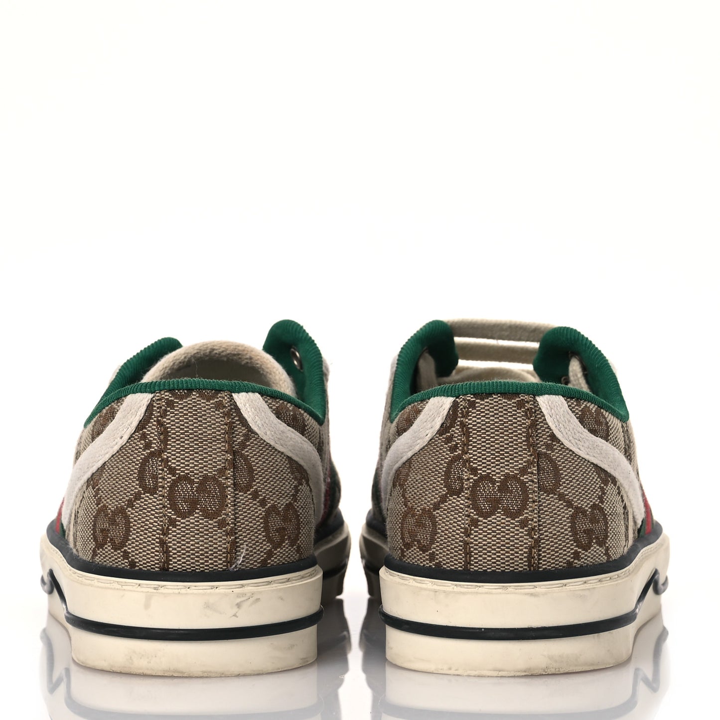 GG Monogram Web Womens 1977 Tennis Sneakers 36.5 Beige Ebony Mystic White