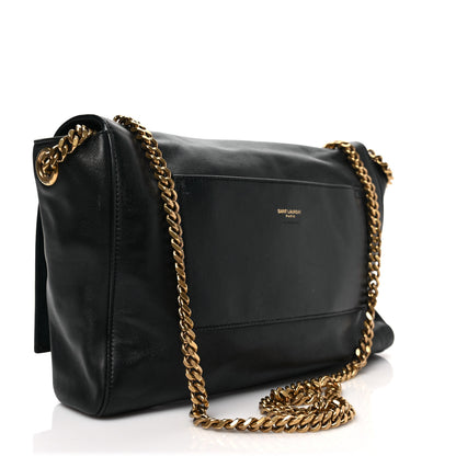 Saint Laurent Smooth Calfskin Suede Medium Reversible Monogram Kate Satchel Black 3 of 6