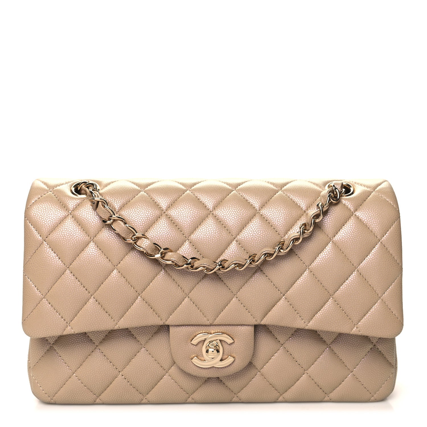 Chanel Iridescent Caviar Quilted Medium Double Flap Dark Beige 1 of 11