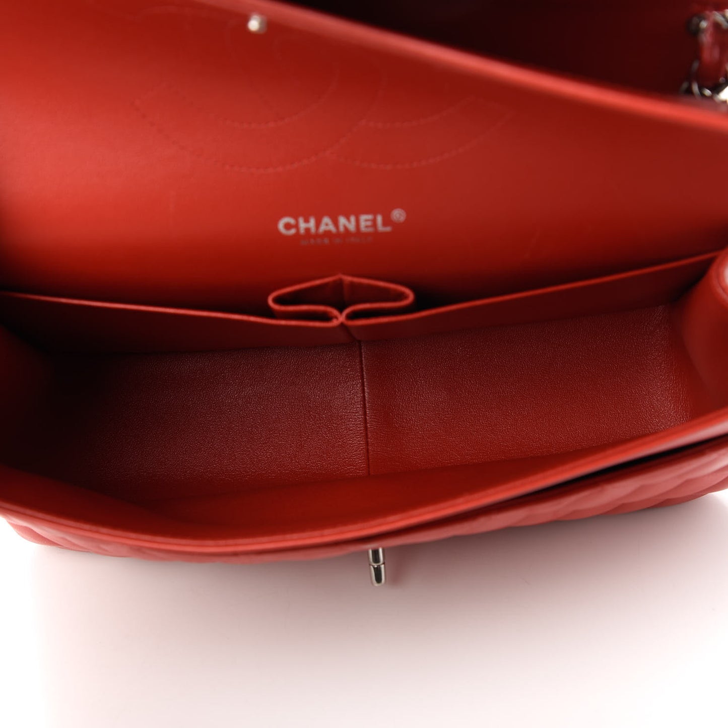 Lambskin Quilted Jumbo Double Flap Red