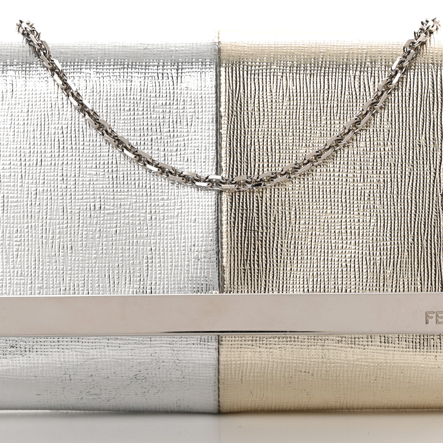 Vitello Mirror Elite Bi-Color Mini Rush Clutch Argento Champagne
