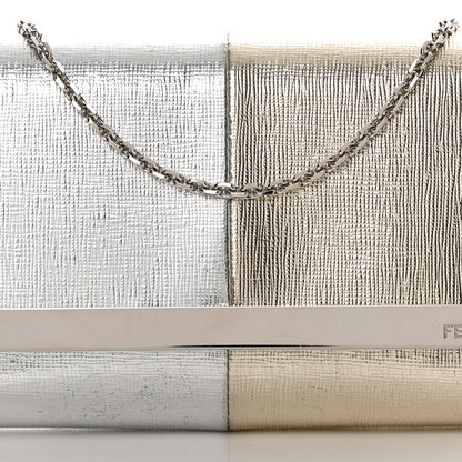 Fendi Vitello Mirror Elite Bi-Color Mini Rush Clutch Argento Champagne 8 of 14