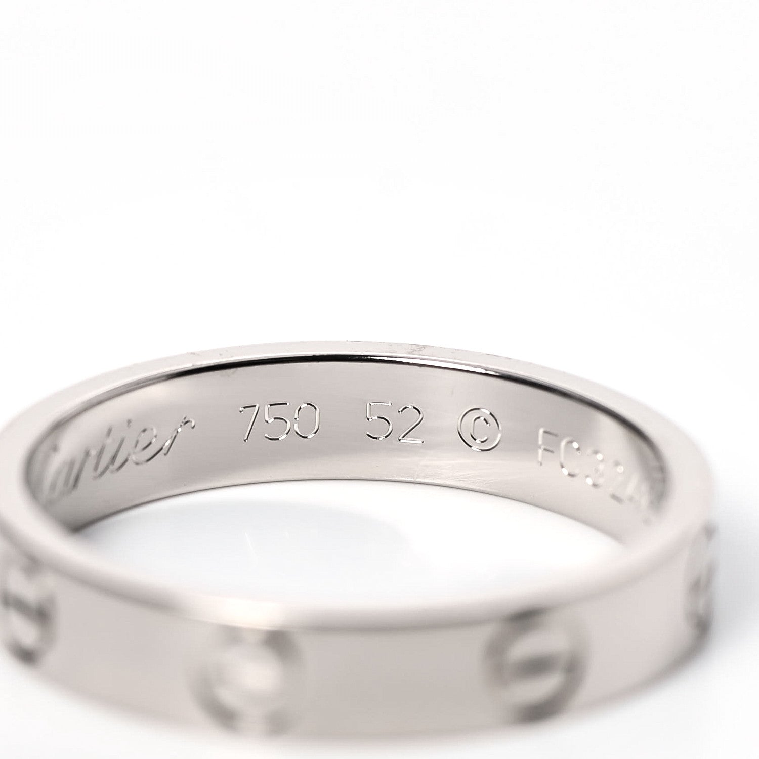 Cartier 18K White Gold 3.5mm LOVE Wedding Band Ring 52 6 10 of 10