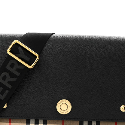 Burberry Grainy Calfskin Vintage Check Note Crossbody Bag Black 7 of 13