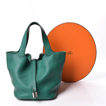 Hermes Taurillon Clemence Picotin Lock 18 PM Vert Vertigo 9 of 9