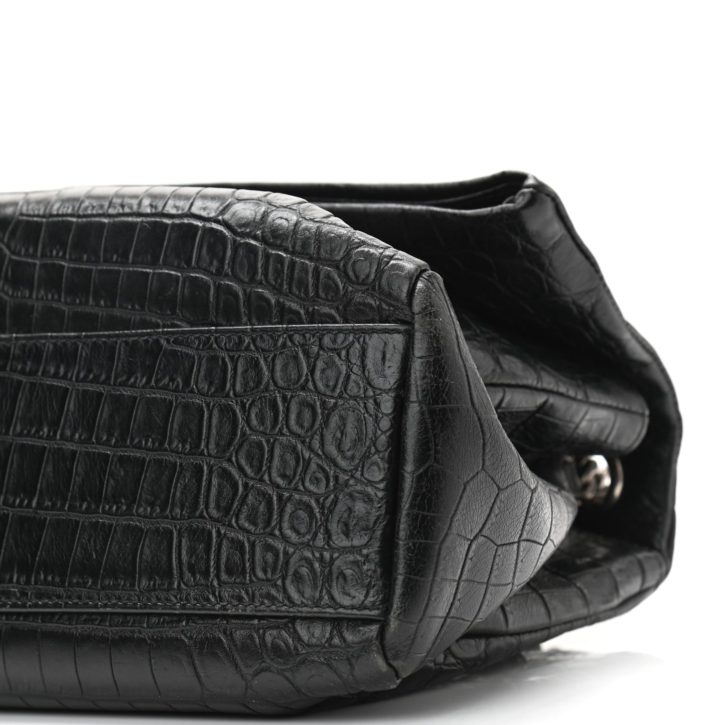 Calfskin Crocodile Embossed West Hollywood Monogram Fold-Over Bag