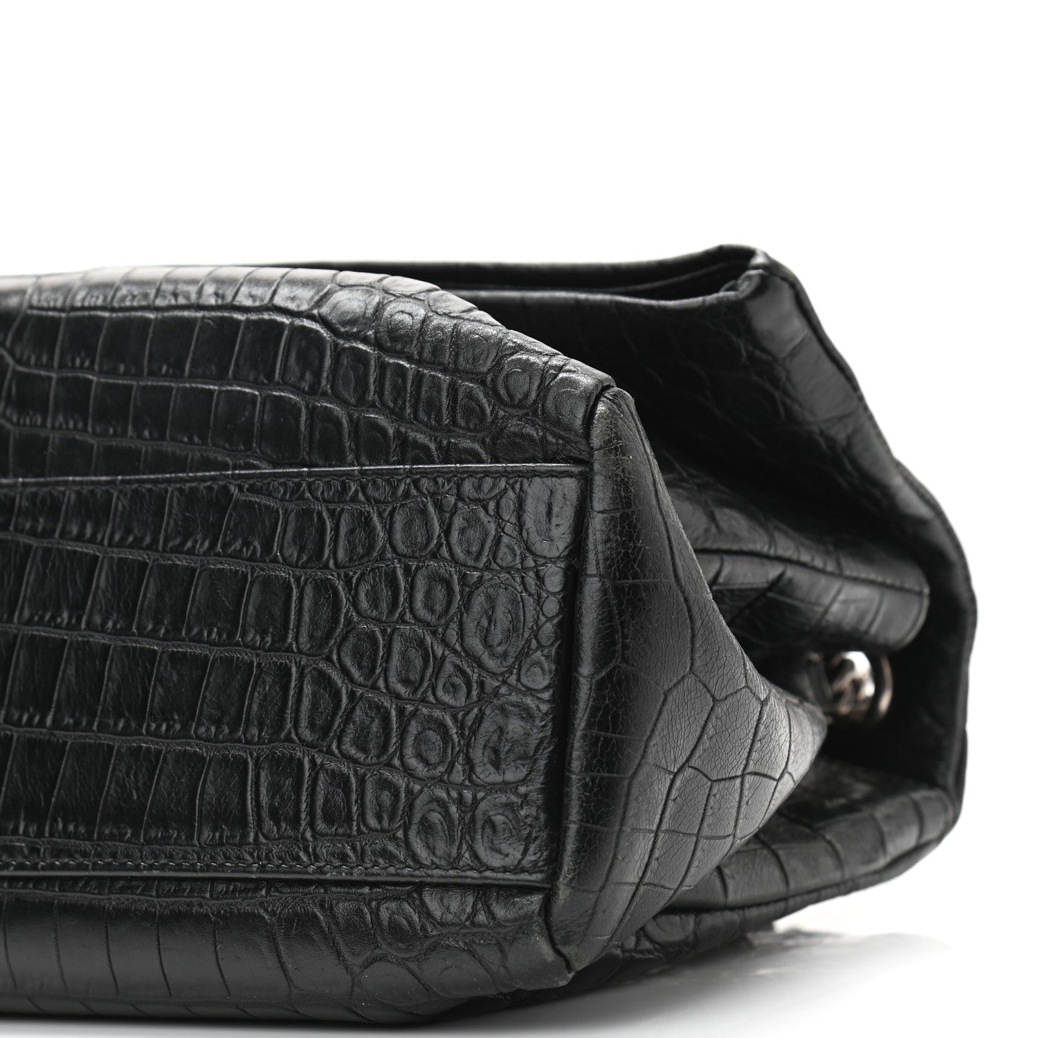 Saint Laurent Calfskin Crocodile Embossed West Hollywood Monogram Fold-Over Bag 9 of 9