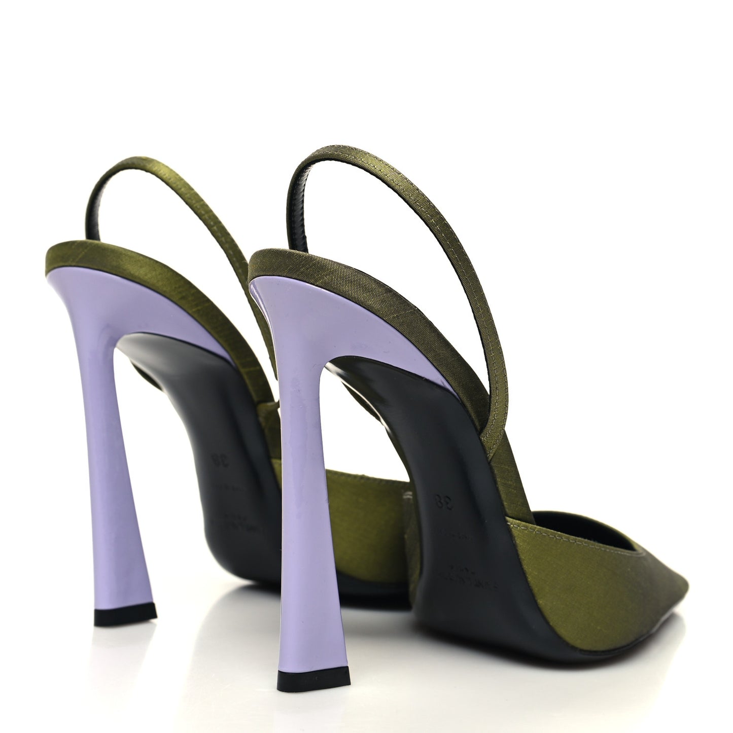 Crepe De Chine Blade 105 Slingback Pumps 38 Lime