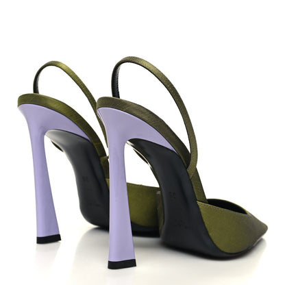Saint Laurent Crepe De Chine Blade 105 Slingback Pumps 38 Lime 4 of 9