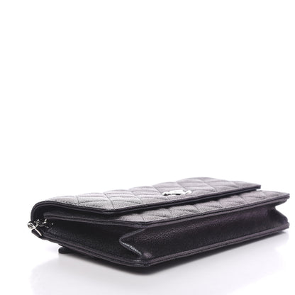 Chanel Iridescent Caviar Quilted Classic Pouch Clutch Black 3 of 12