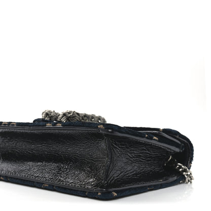 Gucci Velvet GG Monogram Super Mini Dionysus Shoulder Bag Blue Beige Black 9 of 9