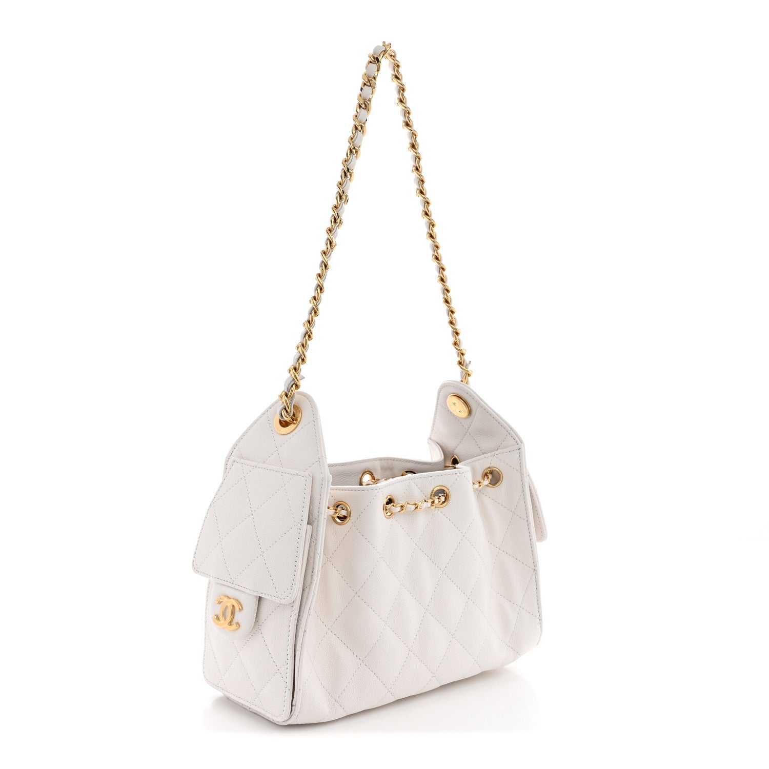 Chanel Caviar Quilted Mini Chanel 25 Handbag White 2 of 10