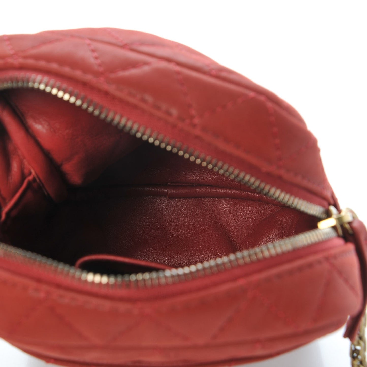 Iridescent Calfskin Quilted Reissue Camera Case Red
