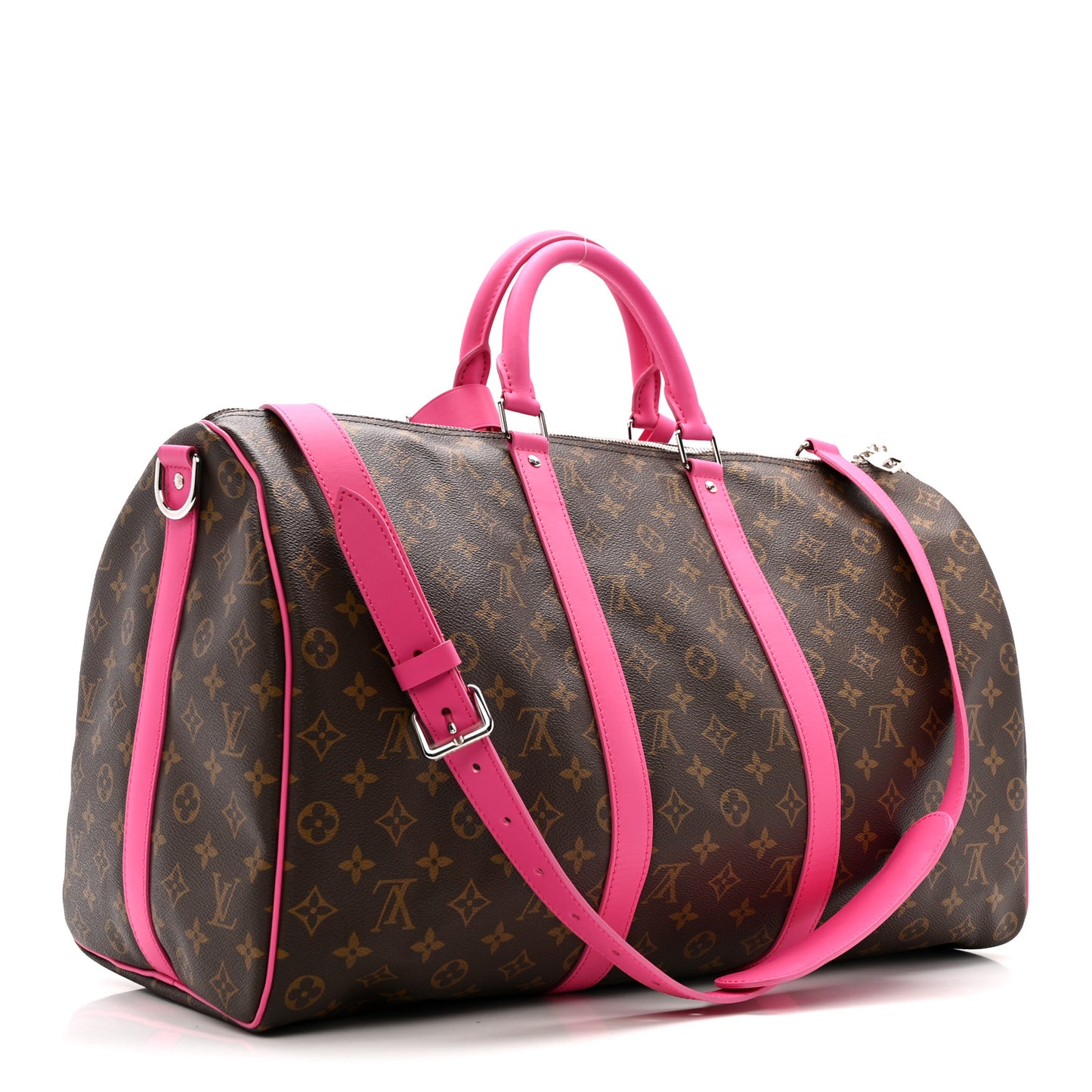 Monogram Macassar Keepall Bandouliere 50 Fuchsia