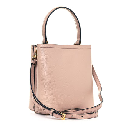 Prada Saffiano Cuir Calfskin Small Panier Bucket Bag Cipria Black 3 of 10