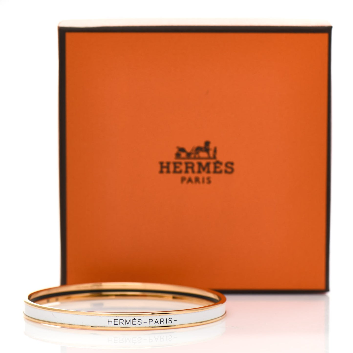 Enamel Printed Extra Narrow Bracelet 70 White