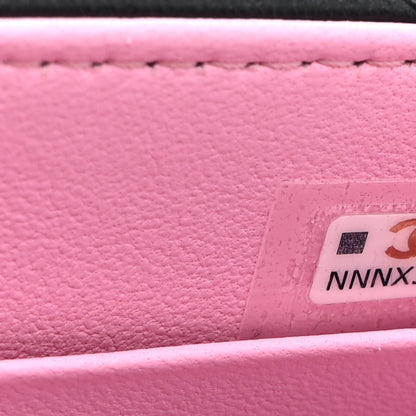 Chanel Lambskin Quilted Bi-Color Top Handle Clutch With Chain Black Pink 8 of 11