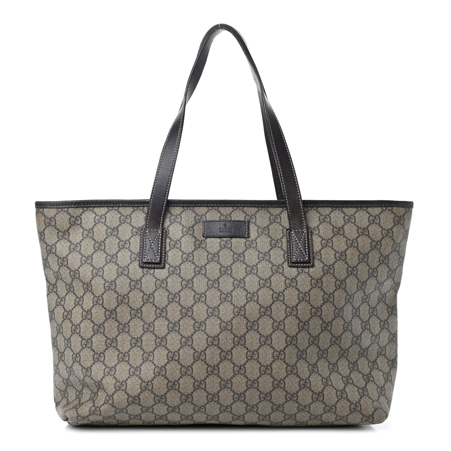 Gucci GG Supreme Monogram Medium Zippered Shopping Tote Dark Brown 1 of 11