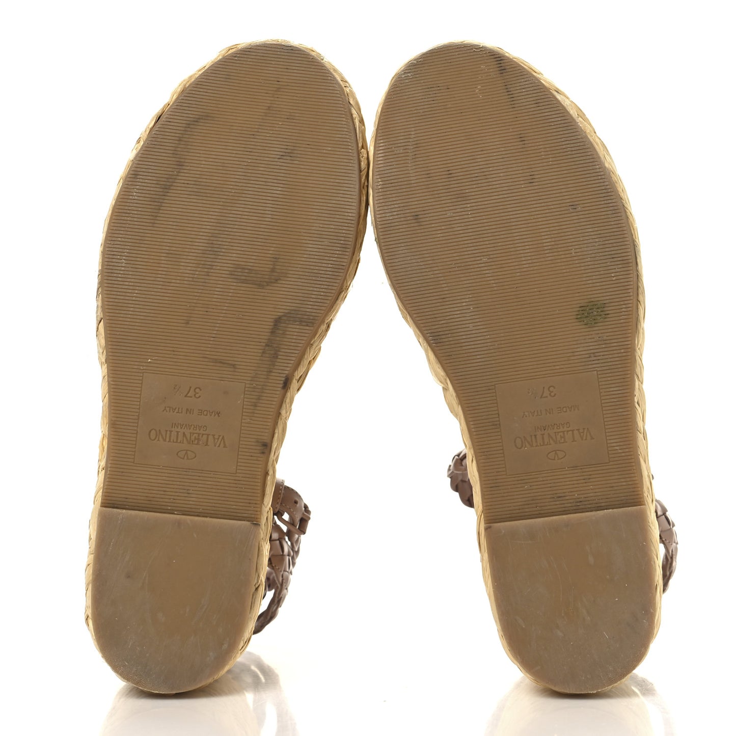 Pebbled Calfskin VLogo Ankle Wrap Espadrille 45/90mm Platform Wedge Sandals 37.5 Poudre