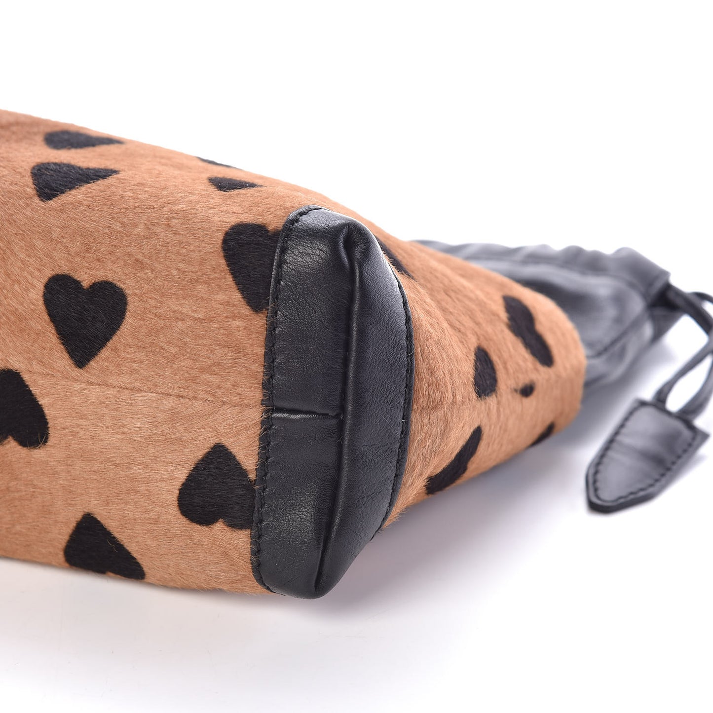 Calf Hair Heart Print Little Crush Dark Camel Black