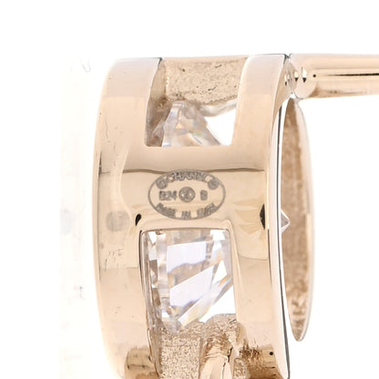 Chanel Metal Crystal CC Cha-Nel Logo Drop Earrings Light Gold 4 of 5