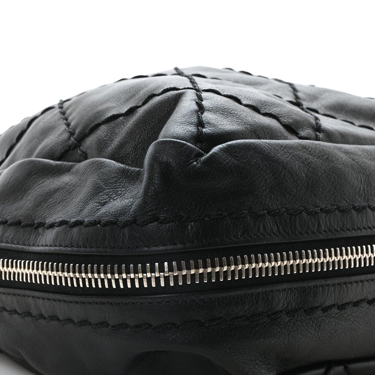 Lambskin Stitched Expandable Tote Black