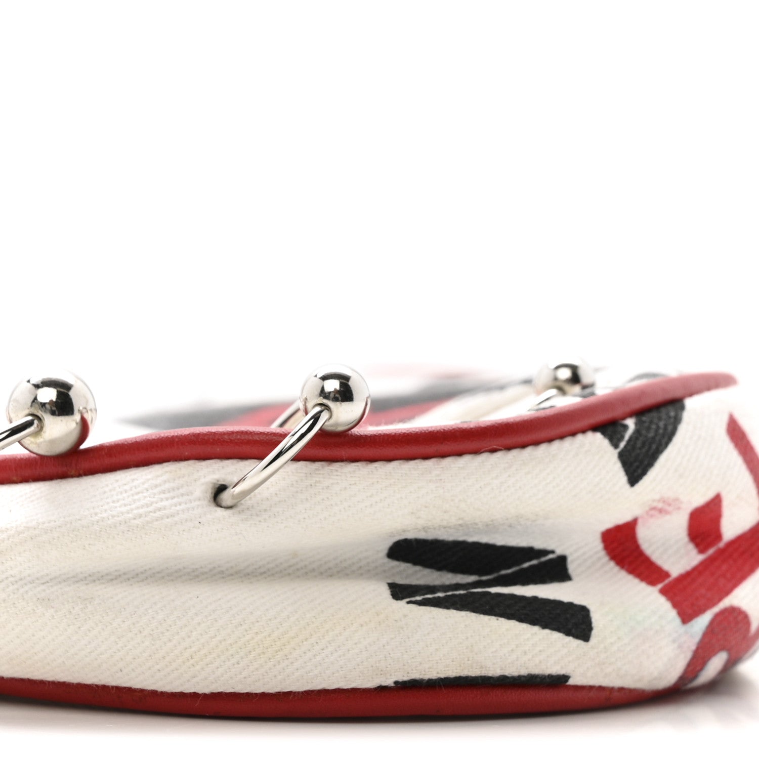 Christian Dior Canvas Hardcore Mini Saddle Pochette White Red 9 of 14
