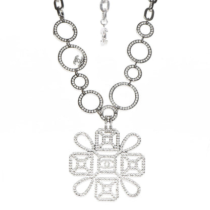 Chanel Crystal Strass Cross CC Necklace Silver 1 of 5