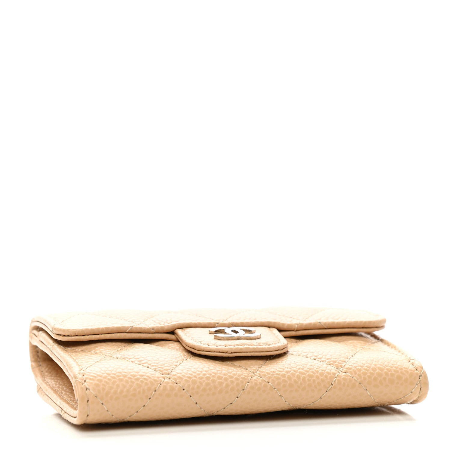 Chanel Caviar Quilted Flap Card Holder Wallet Beige 4 of 9