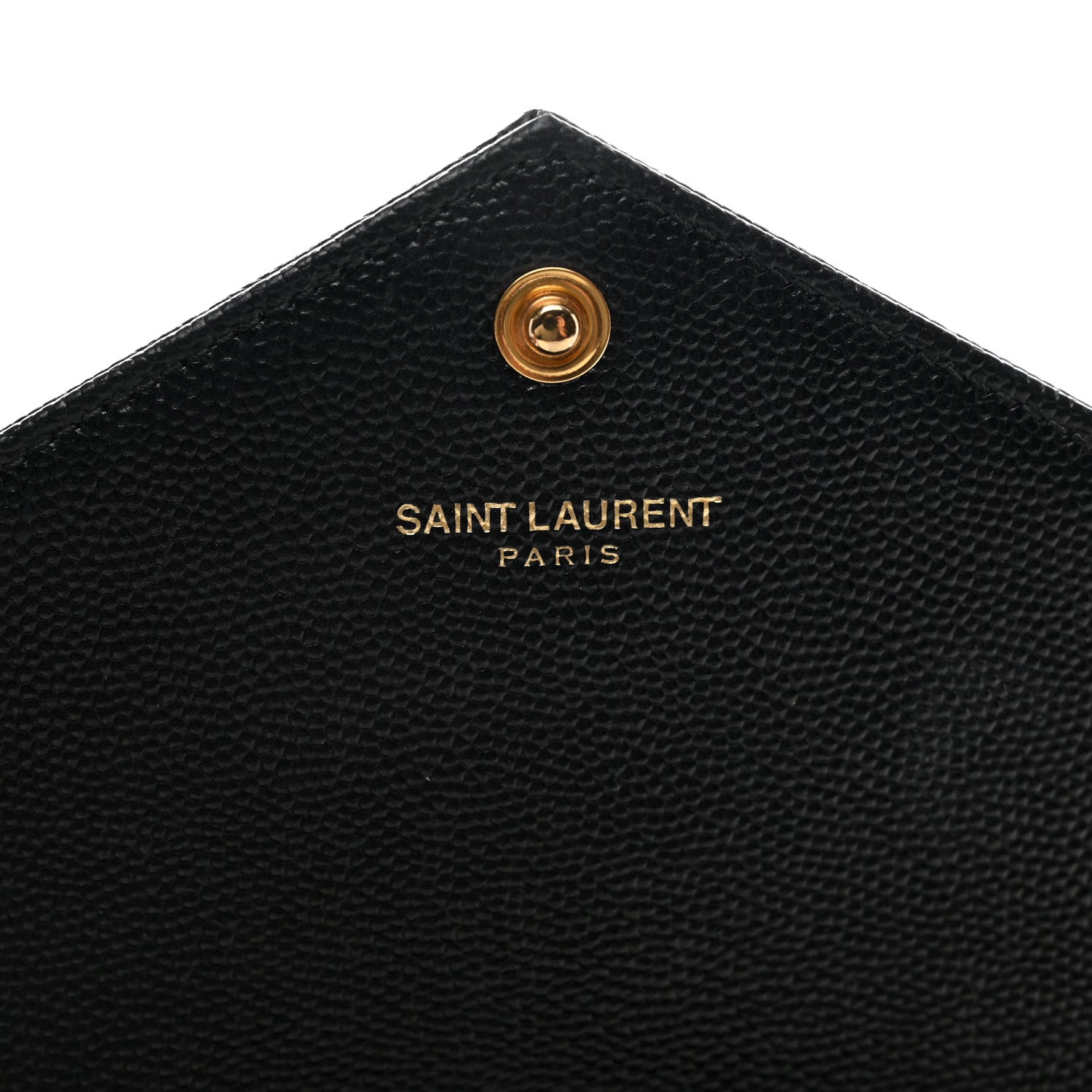 Saint Laurent Grain De Poudre Matelasse Chevron Monogram Envelope Chain Wallet Black 7 of 10