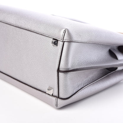 MCM Metallic Grained Calfskin Medium Milla Tote Spike Silver 6 of 8