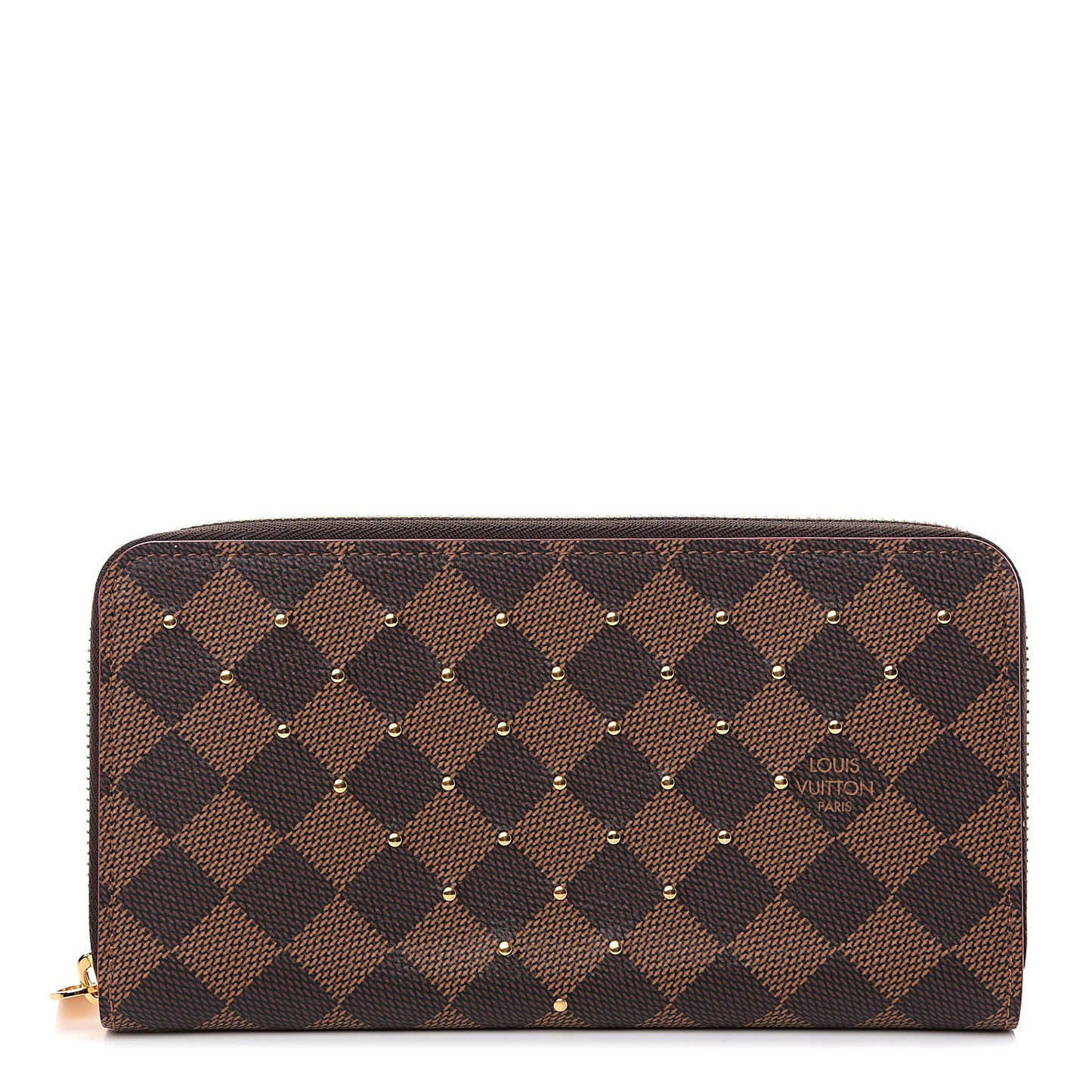 Damier Ebene Studded Zippy Wallet Cherry
