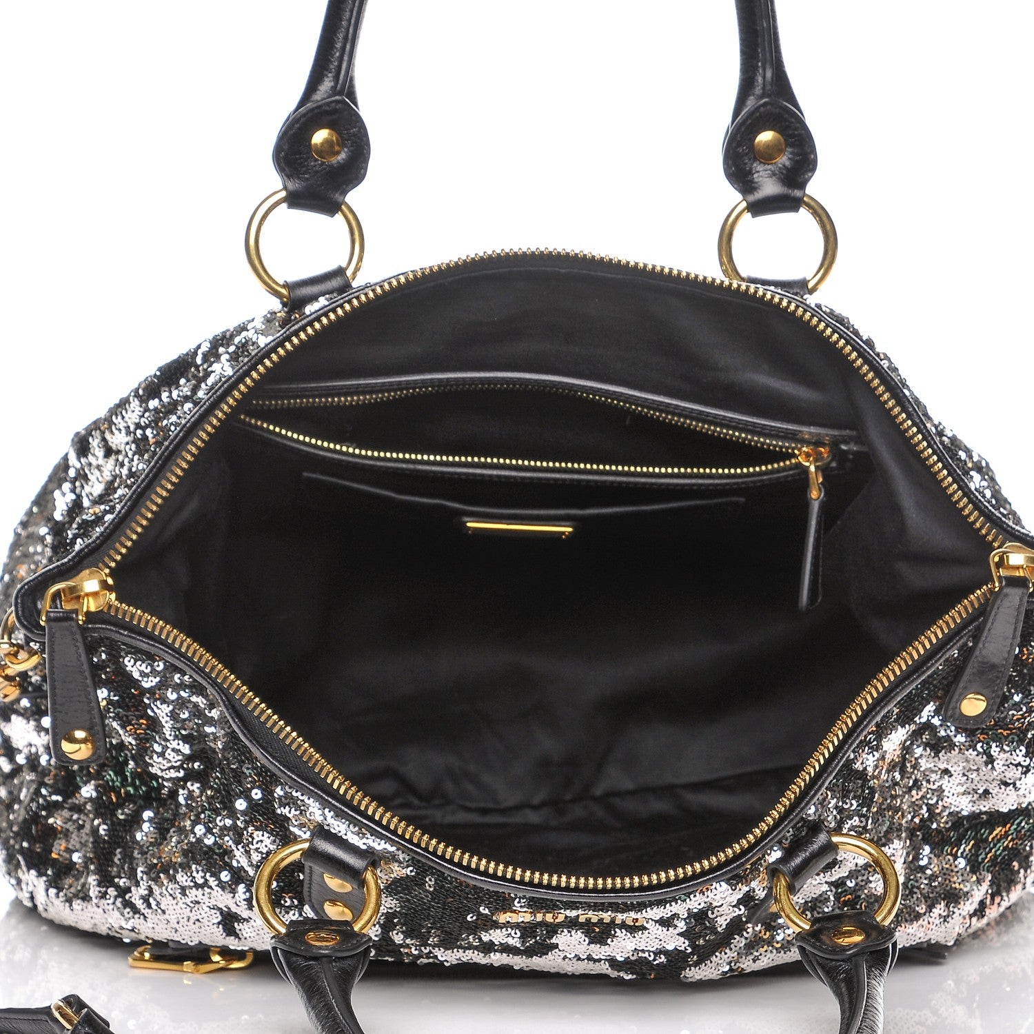 Miu Miu Paillettes Sequin Shopping Tote Argento 5 of 7