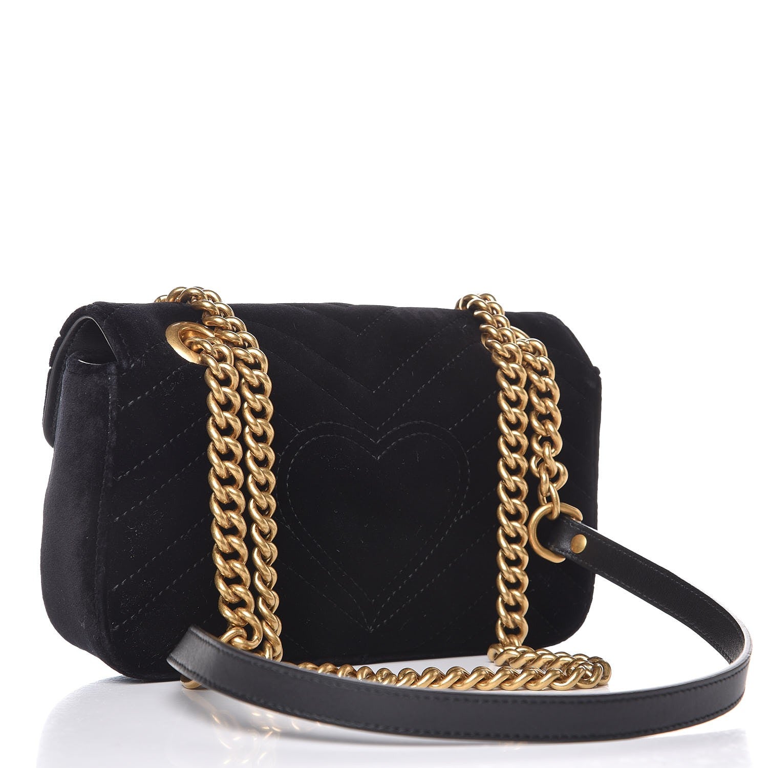 Gucci Velvet Matelasse Mini GG Marmont Shoulder Bag Black 3 of 8