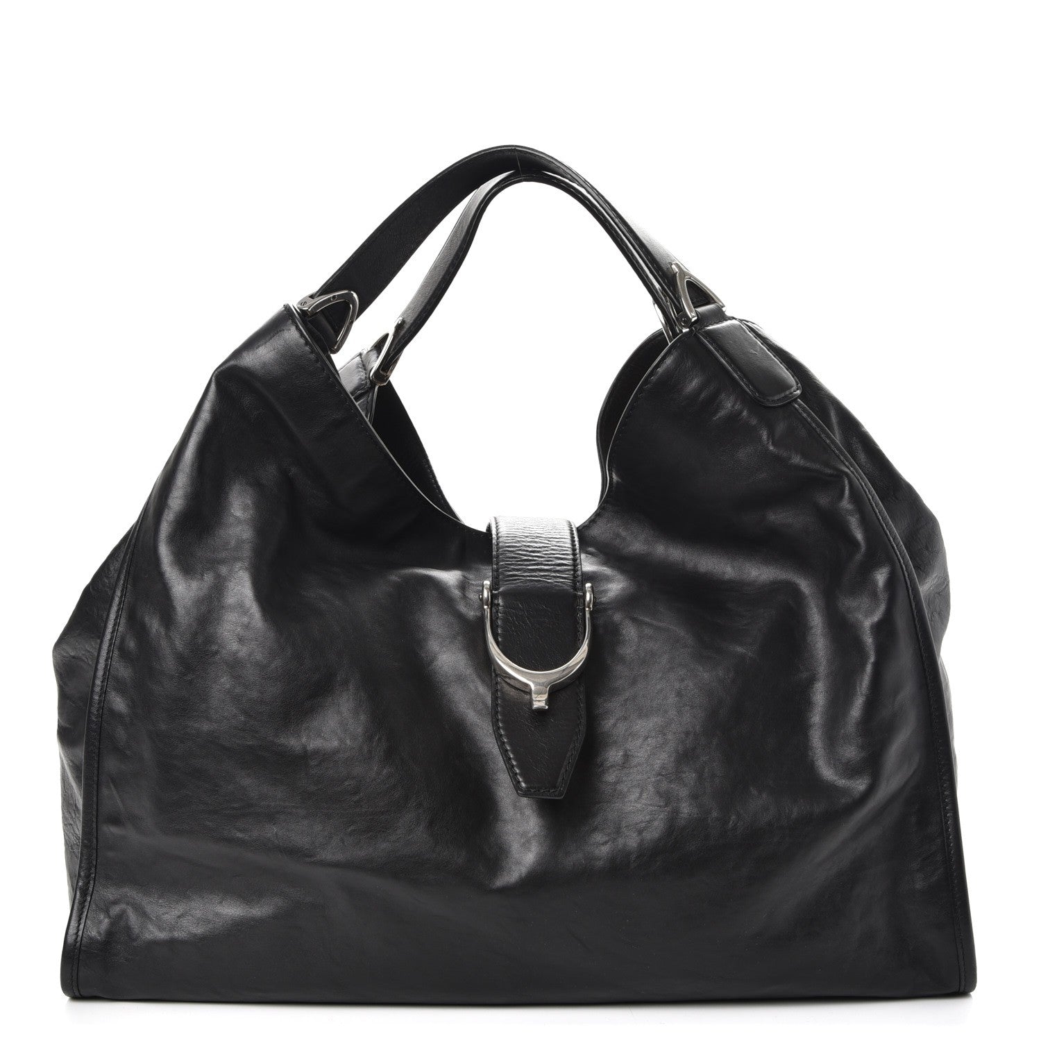 Gucci Calfskin Large Soft Stirrup Shoulder Bag Black 1 of 7