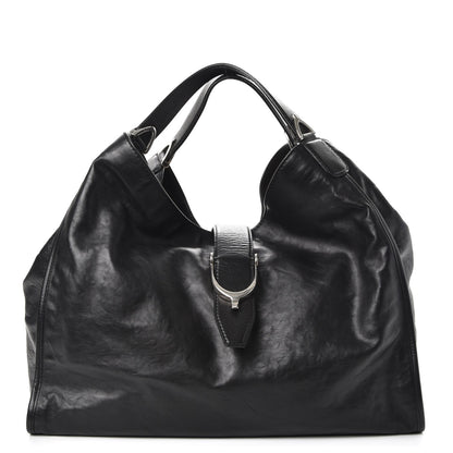 Gucci Calfskin Large Soft Stirrup Shoulder Bag Black 1 of 7