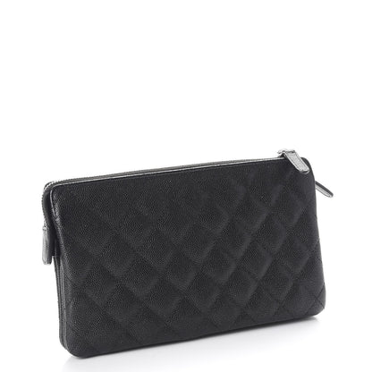 Chanel Iridescent Caviar Quilted Large Zipped Clutch Black 3 of 9