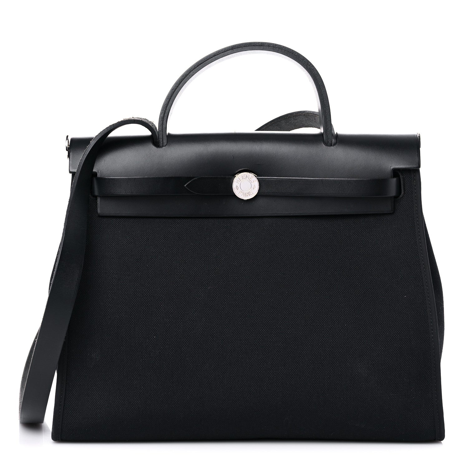 Hermes Military Toile Vache Hunter Herbag Zip PM 31 Black 3 of 16