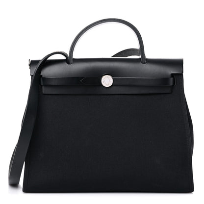 Hermes Military Toile Vache Hunter Herbag Zip PM 31 Black 3 of 16
