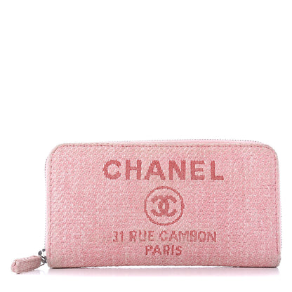 Chanel Canvas Deauville Large Zip Around Wallet Pink 1 of 11