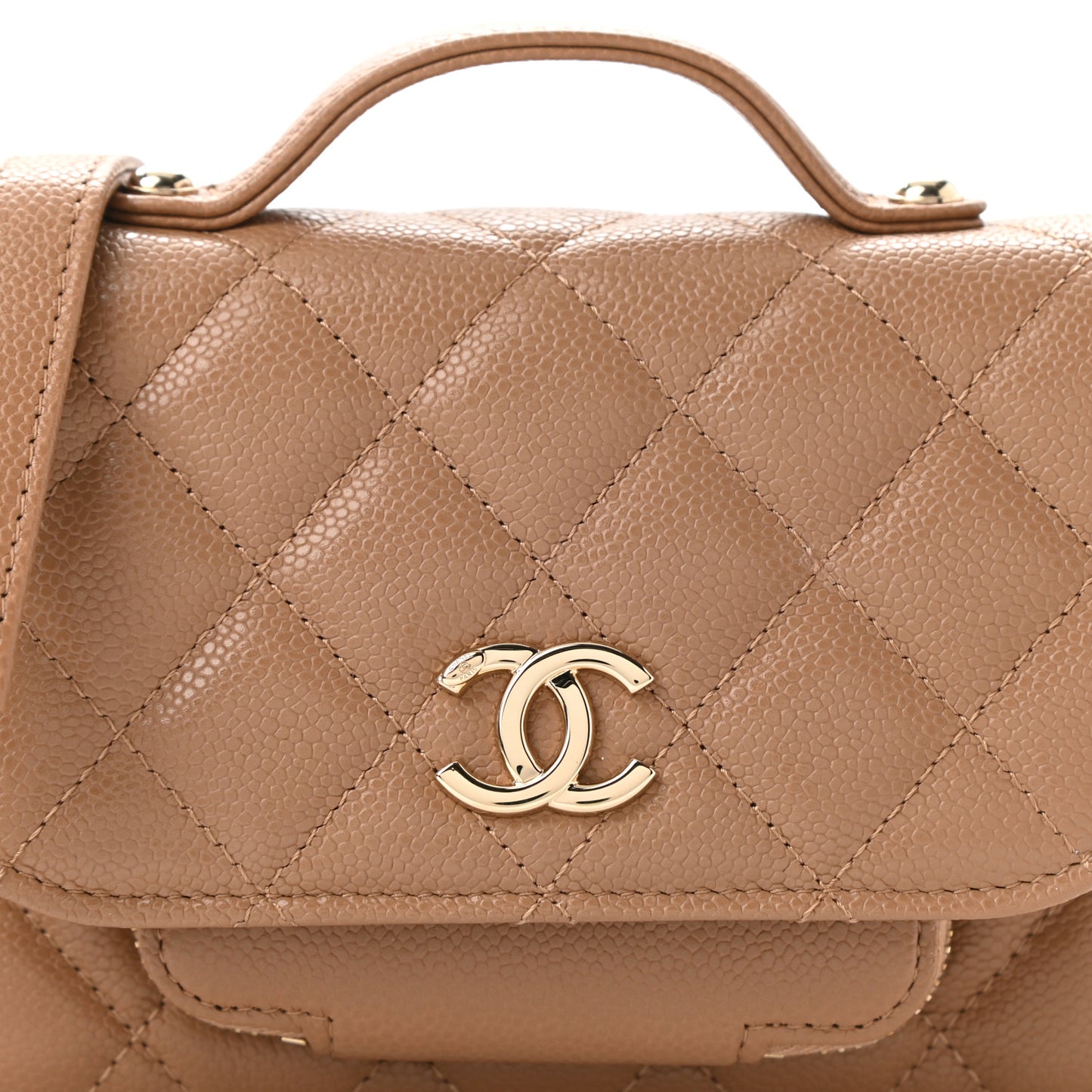 Caviar Quilted Business Affinity Clutch With Chain Flap Dark Beige