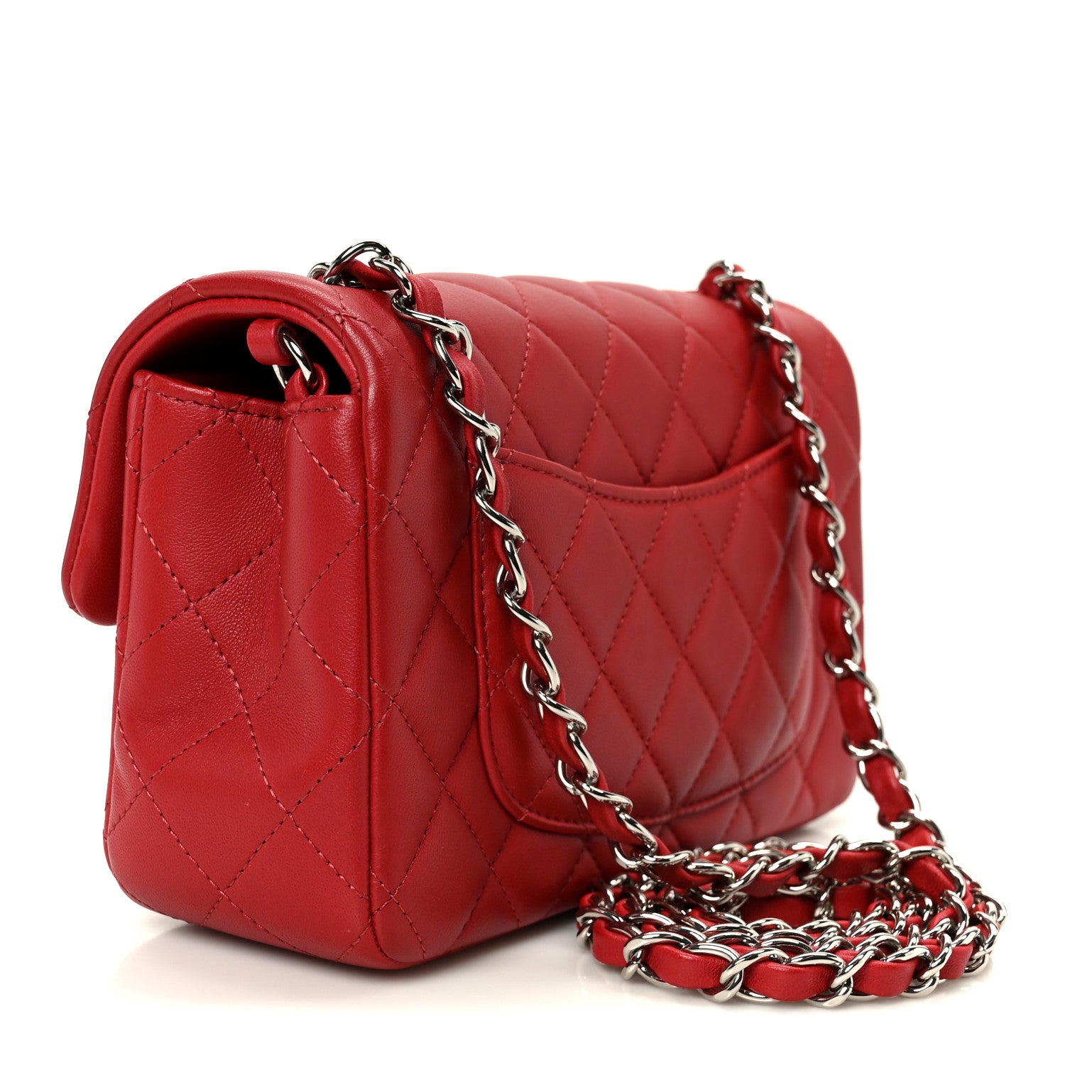 Chanel Lambskin Quilted Mini Rectangular Flap Dark Red 3 of 12