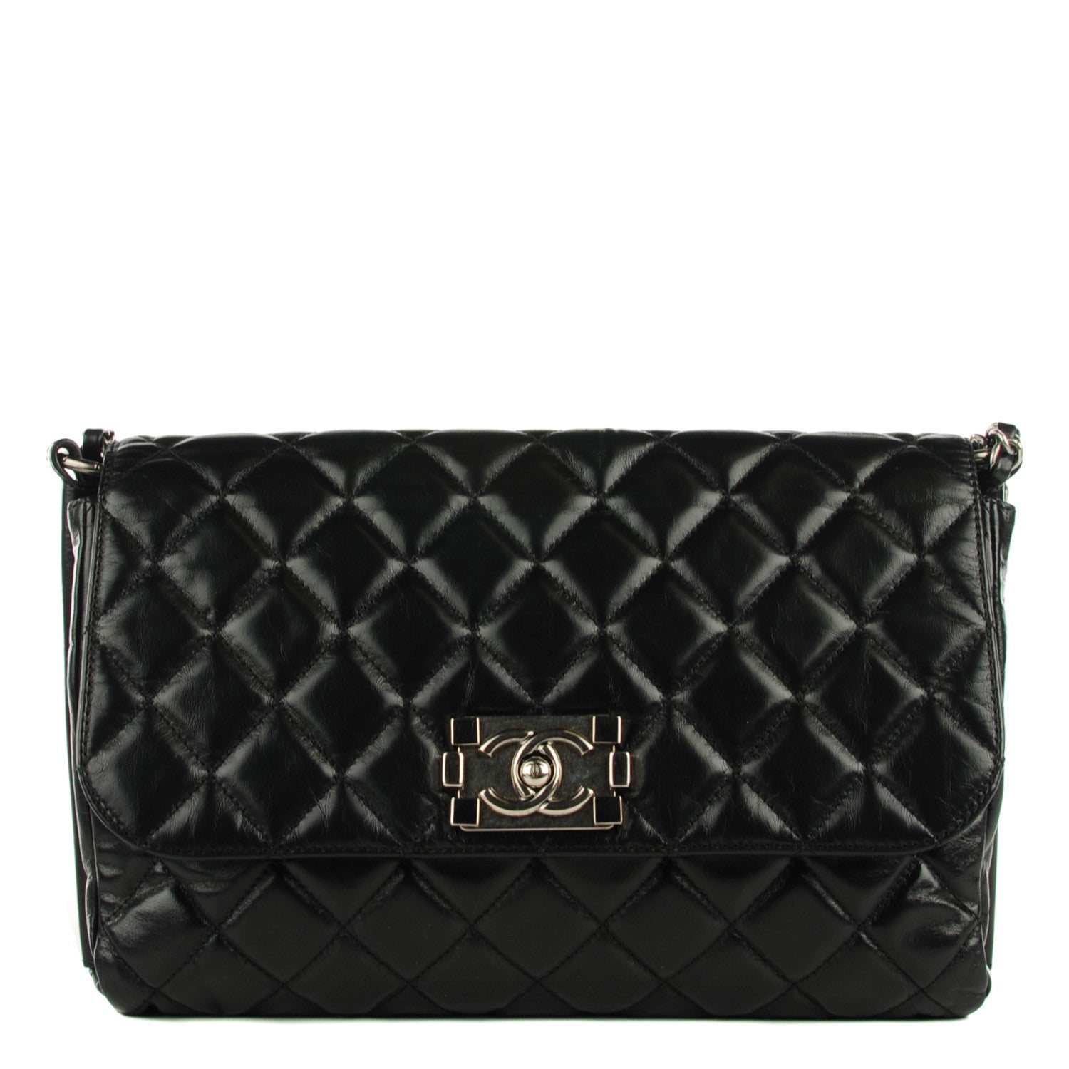 Chanel Glazed Calfskin Quilted Soft Boy Flap Black 1 of 8