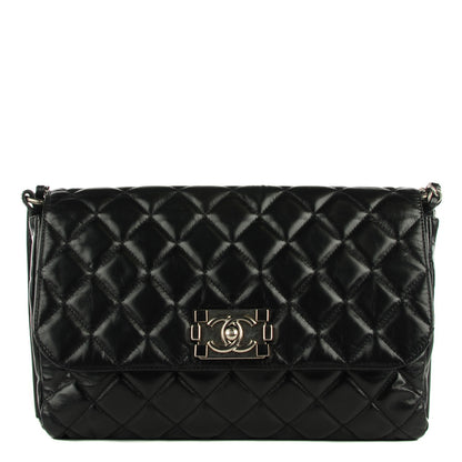 Chanel Glazed Calfskin Quilted Soft Boy Flap Black 1 of 8