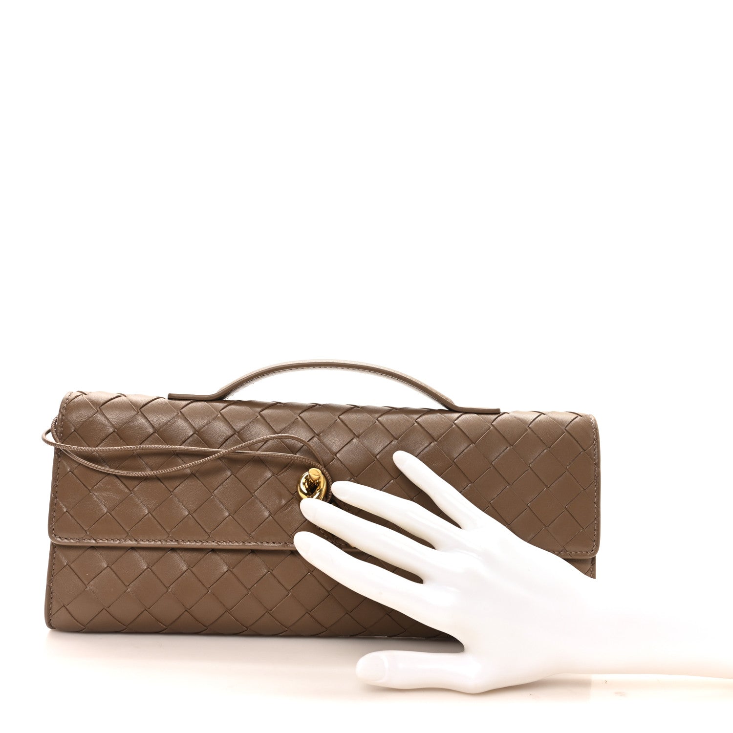 Bottega Veneta Nappa Intrecciato Long Andiamo Top Handle Clutch Pinecone 2 of 8