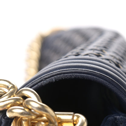 Chanel Braided Sheepskin New Medium Boy Flap Navy 12 of 13