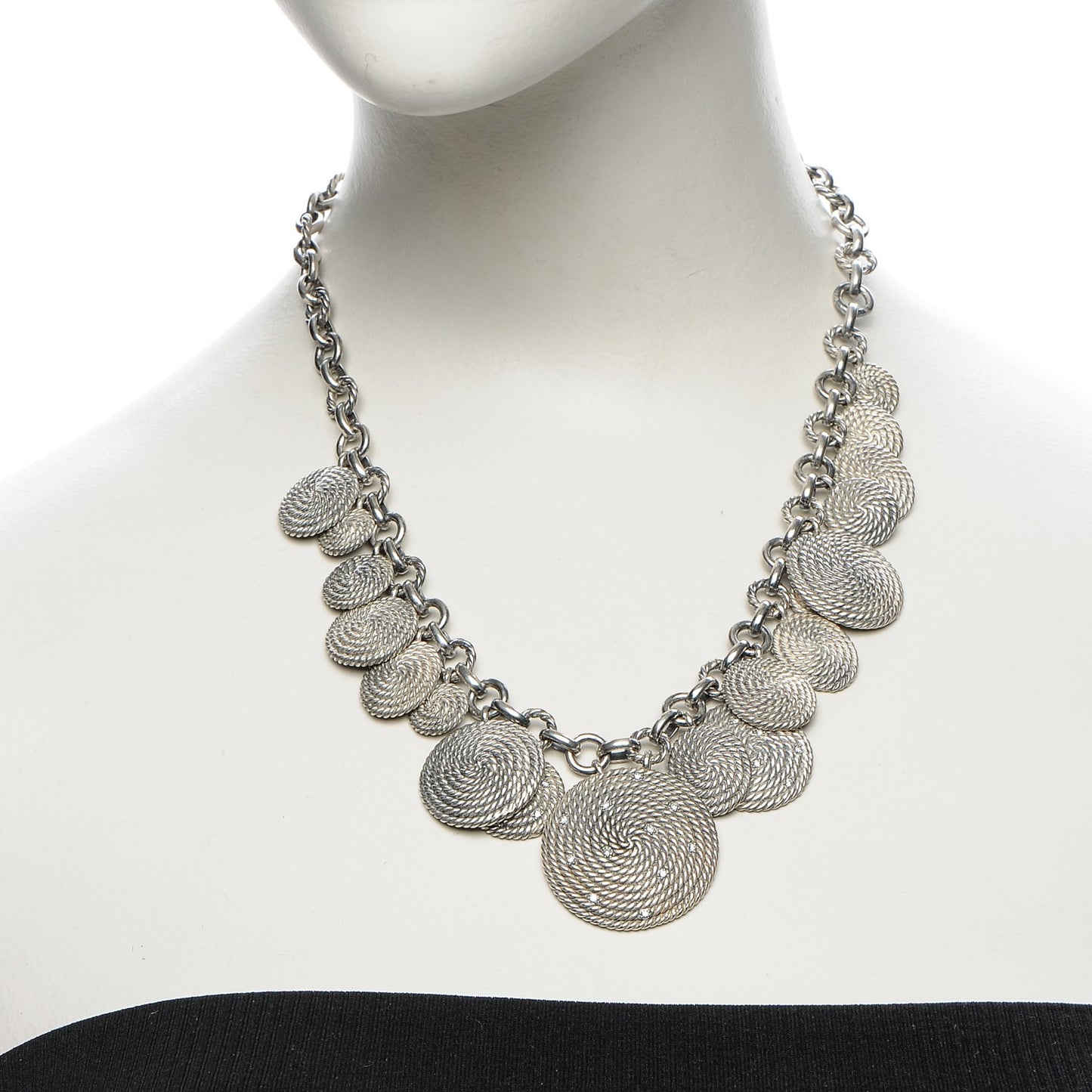 Sterling Silver Diamond 32mm Cable Coil Necklace
