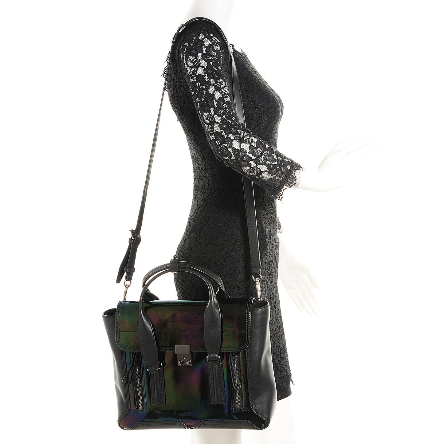 3.1 Oil Slick Patent Medium Pashli Satchel