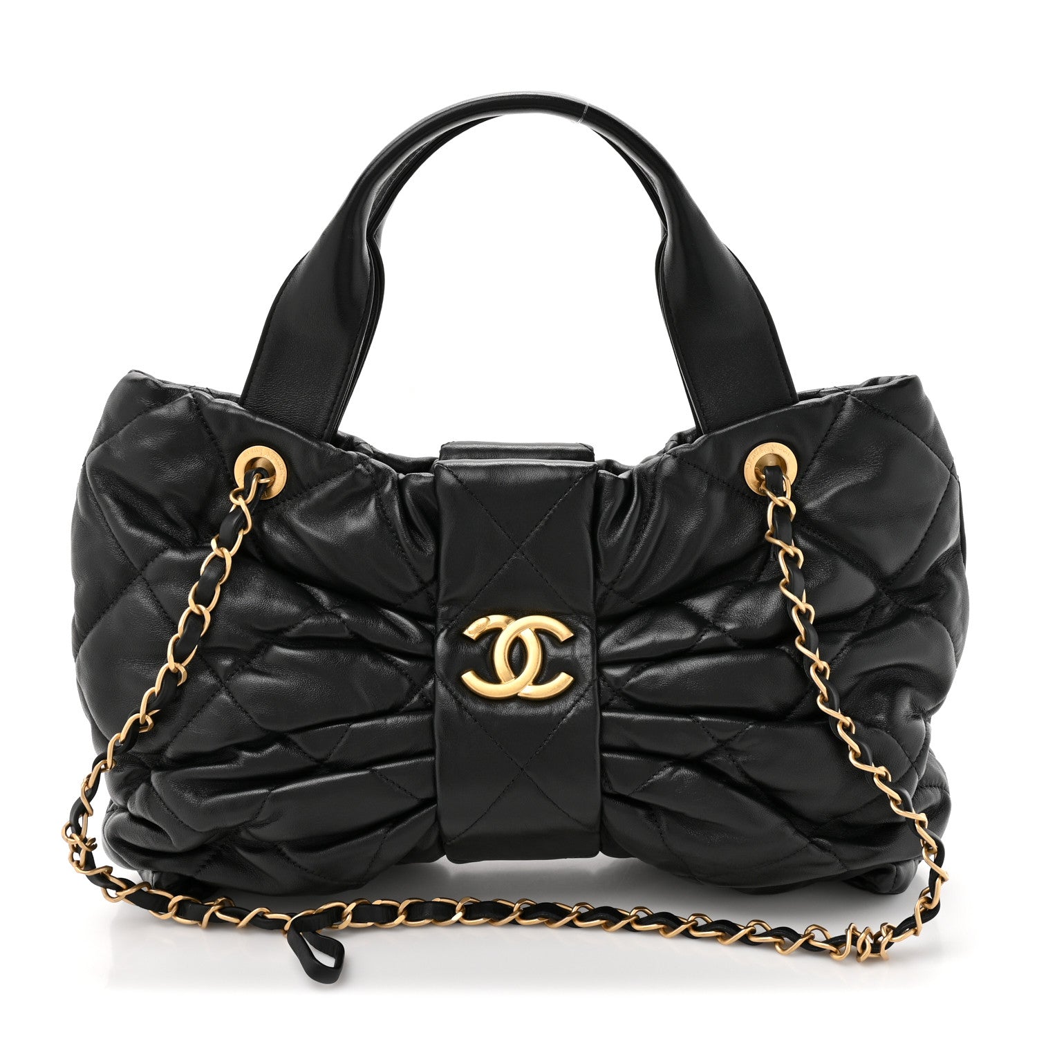 Chanel Lambskin Quilted Bow Bag Black 1 of 11