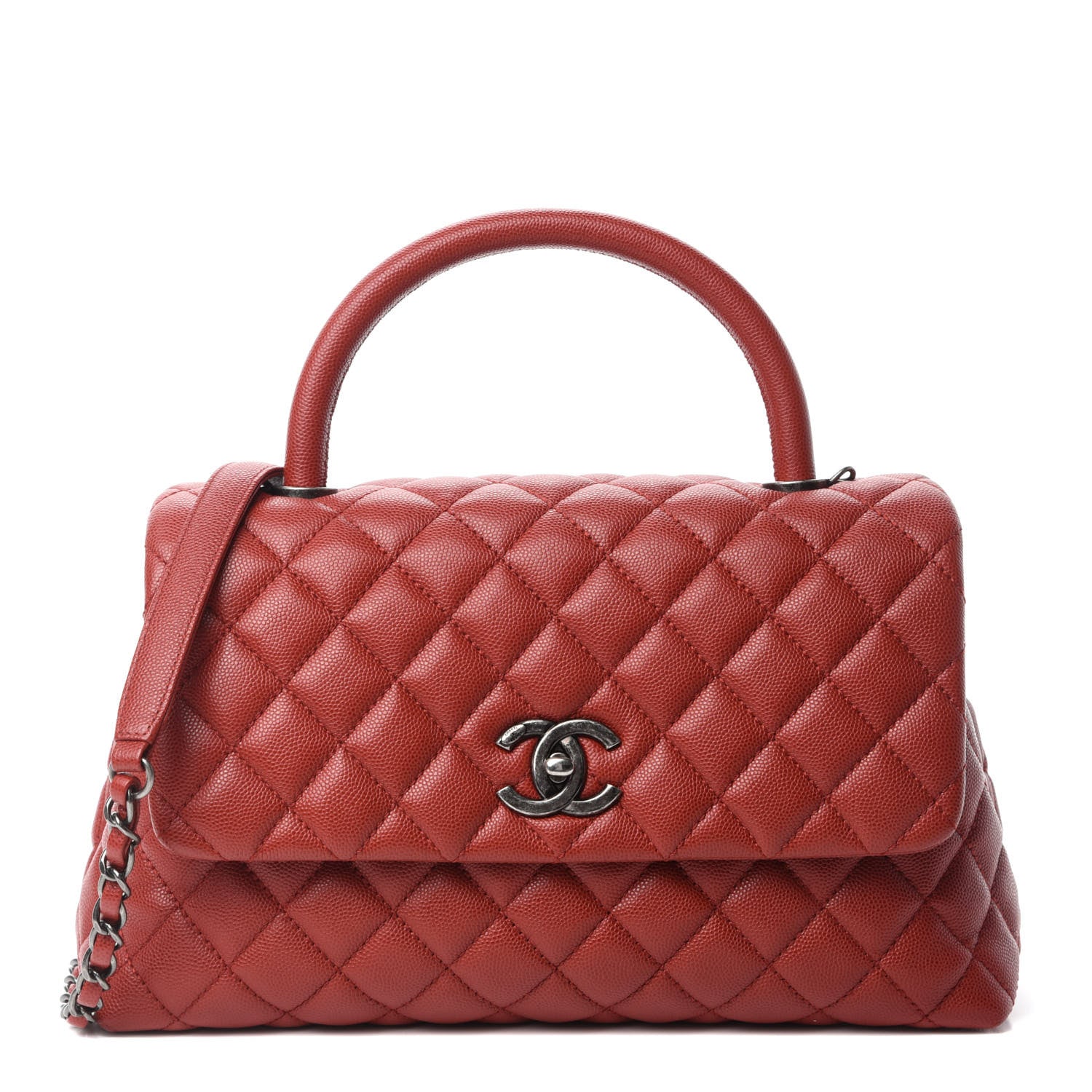 Chanel Caviar Quilted Small Coco Handle Flap Dark Red 1 of 11
